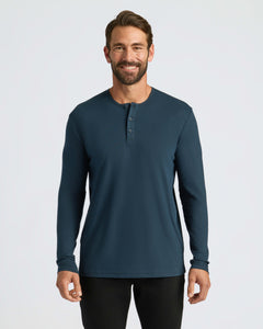 True ClassicMan wearing True Classic Men’s Long Sleeve Henley, classic 3-button style.