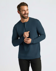 True ClassicTrue Classic Men’s Long Sleeve Henley - Soft Cotton Blend, Classic 3-Button Style.