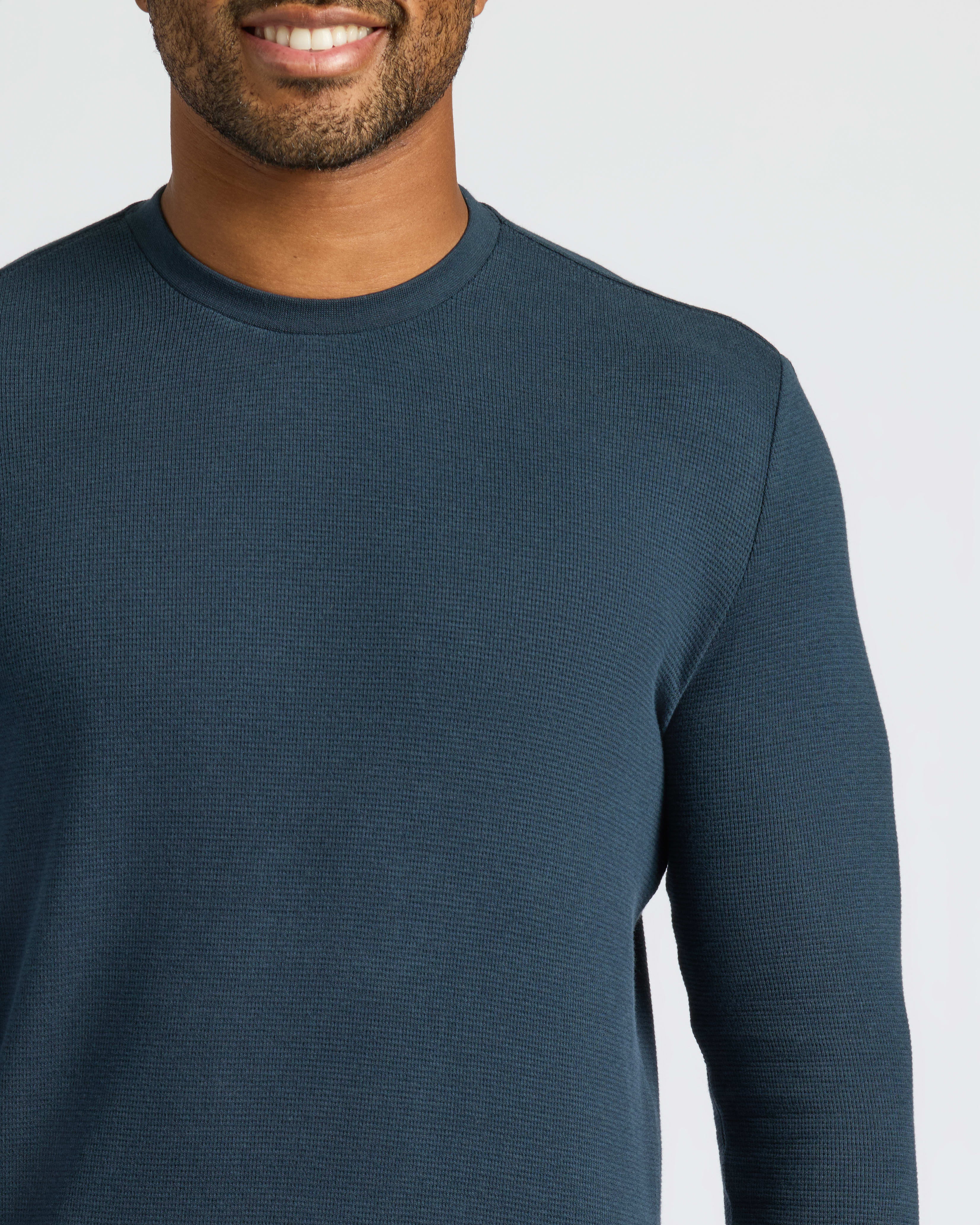 Navy Waffle Long Sleeve Crew Neck - True Classic