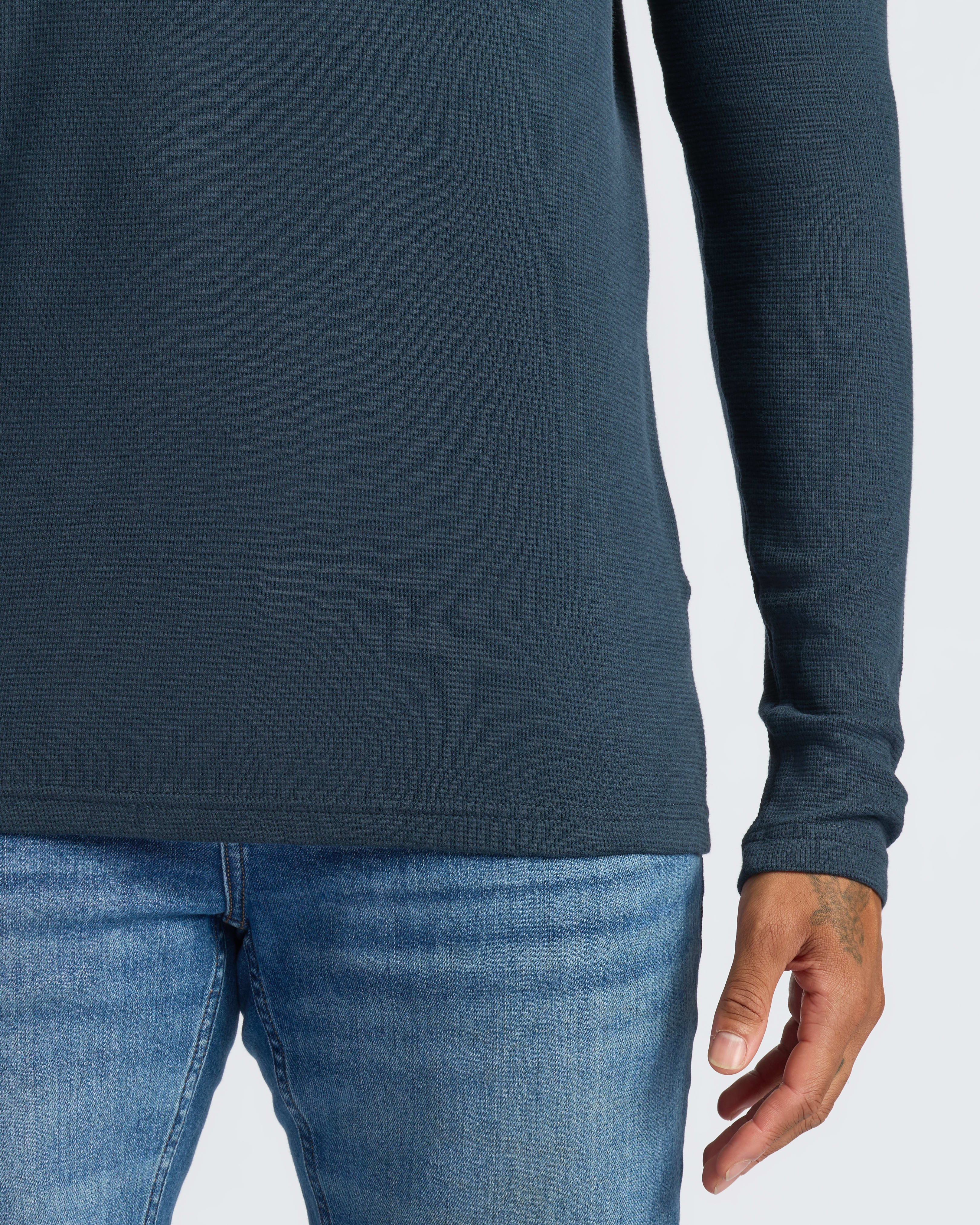 Navy Waffle Long Sleeve Crew Neck - True Classic