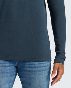 True ClassicNavy Waffle Long Sleeve Crew Neck