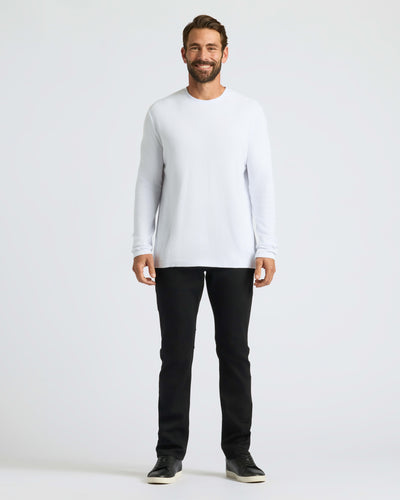 Waffle Long Sleeve Crew Neck - White
