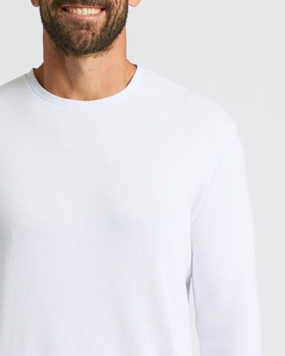Waffle Long Sleeve Crew Neck - White