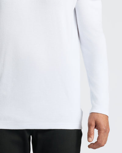 Waffle Long Sleeve Crew Neck - White