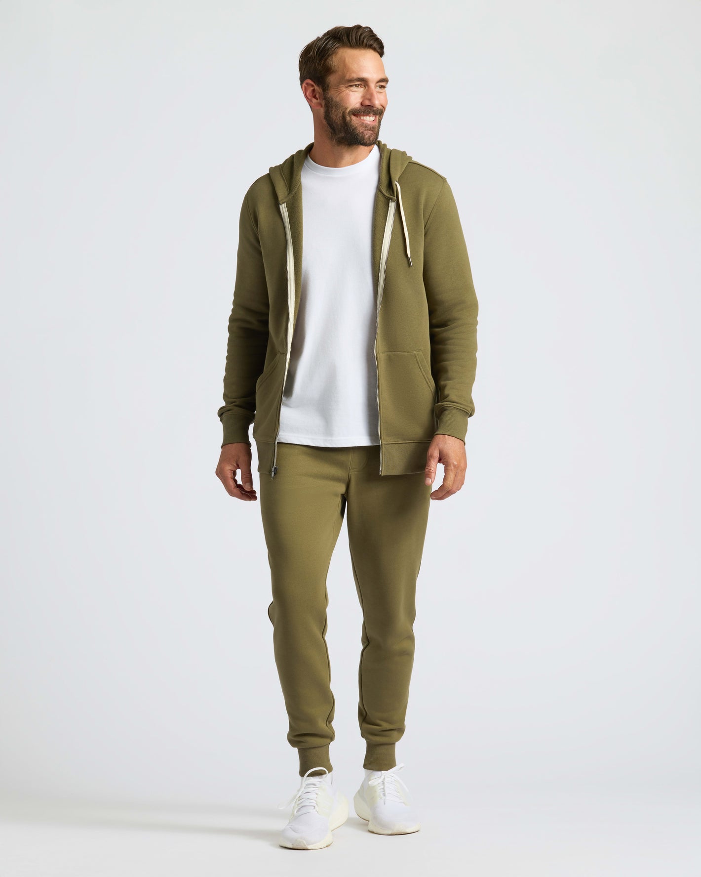 Military Green Fleece French Terry Zip Hoodie