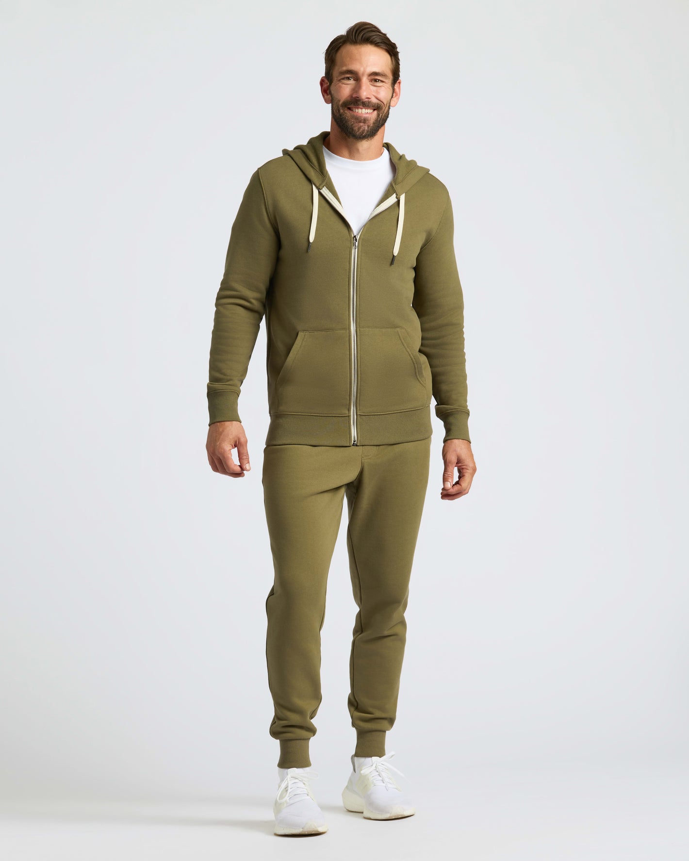 Military Green Fleece French Terry Zip Hoodie