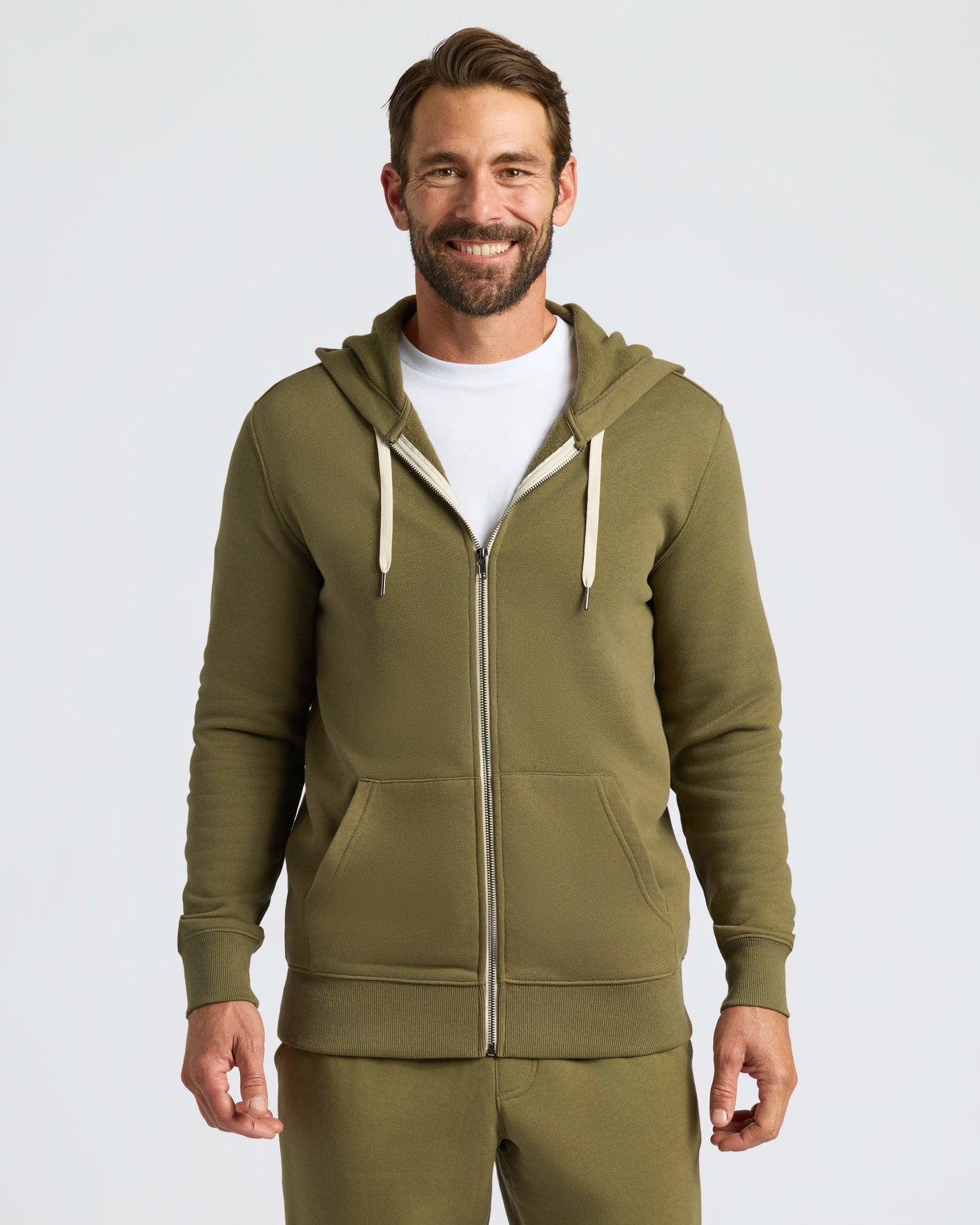 Military Green Fleece French Terry Zip Hoodie
