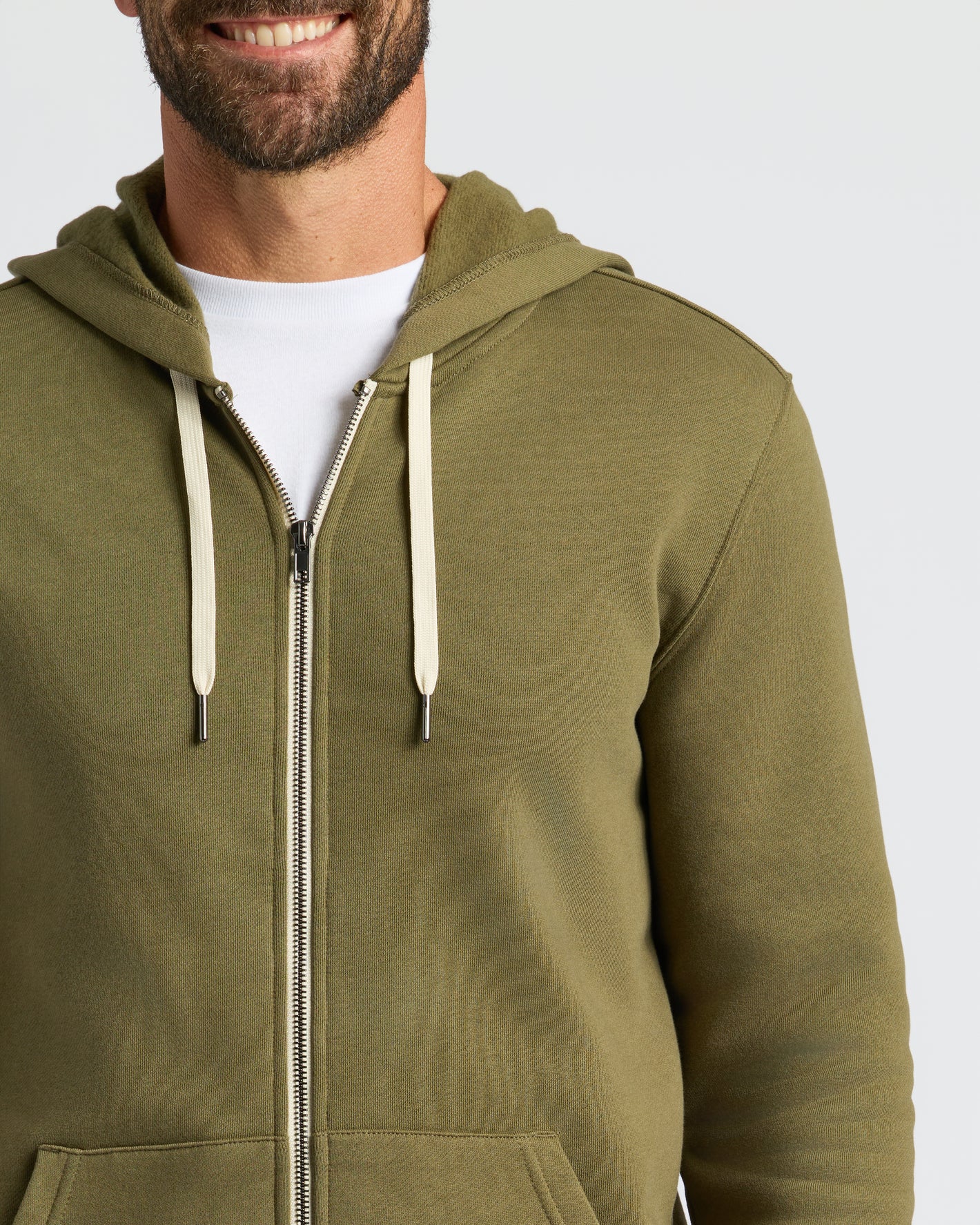 Military Green Fleece French Terry Zip Hoodie