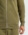 Military Green Fleece French Terry Zip Hoodie