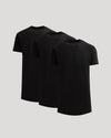 Three black True Classic Men's Tall Heavyweight Curved Hem Crew – Premium Heavyweight Cotton Blend, Extended Length, Athletic Fit, Structured Everyday T-Shirts displayed against a neutral background.