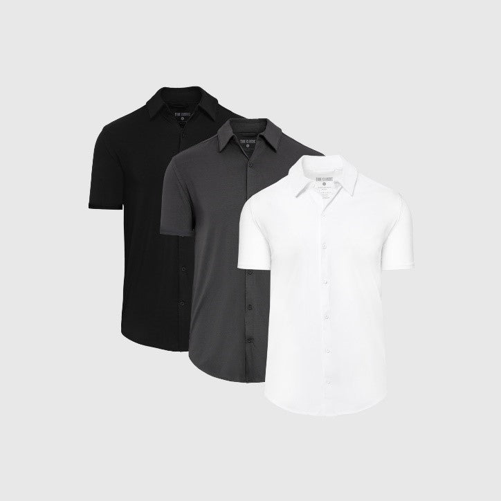 Core Color Short Sleeve Knit Button Up 3-Pack