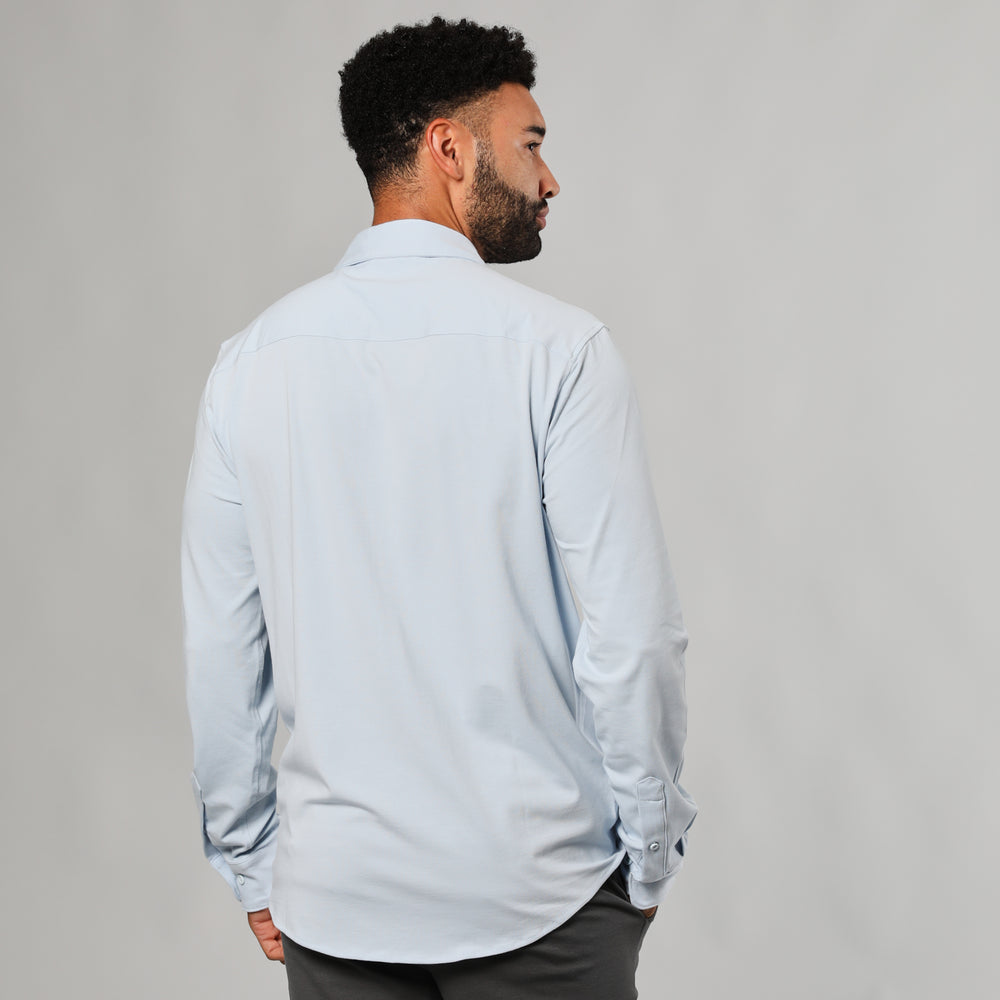 Pale Blue Long Sleeve Knit Shirt