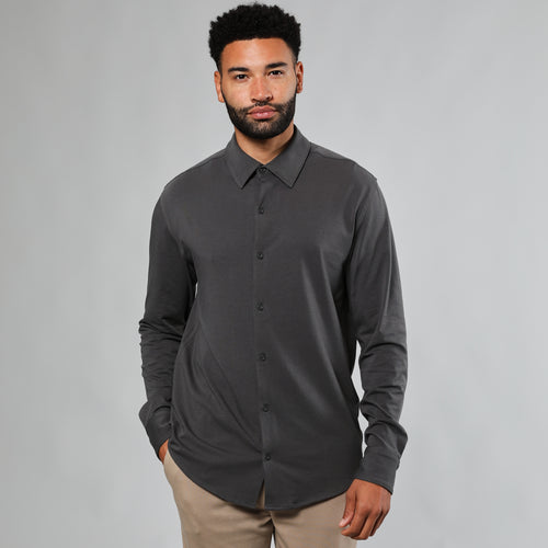 Carbon Carbon Long Sleeve Knit Shirt