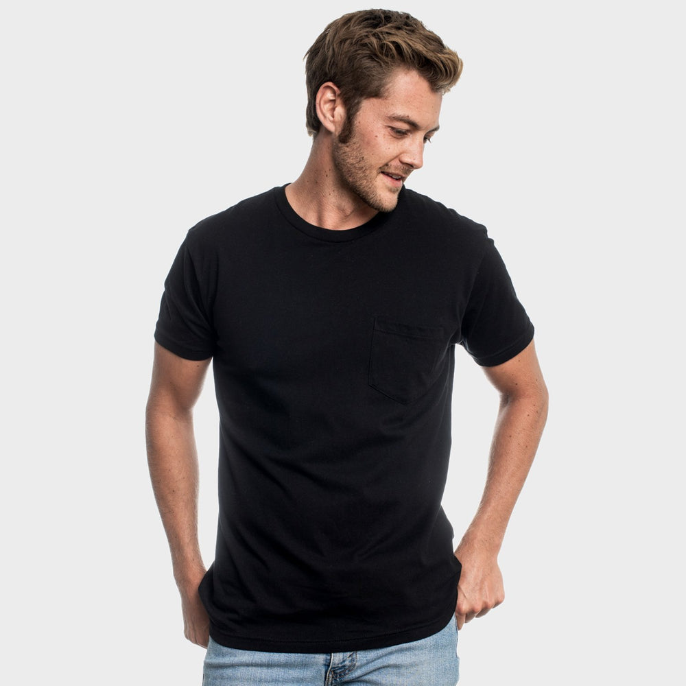 ATM Collection - Men - Black Compact Jersey Oversized Long Sleeve Patch Pocket Crew Neck Tee main image 1