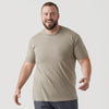 Military Beige Short Sleeve Crew Neck Tee on smiling man.