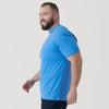 Man wearing Periwinkle Blue Short Sleeve Crew Neck Tee.