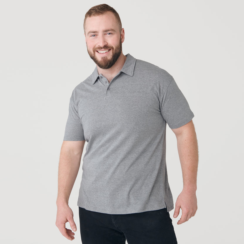 Lee Polo Sweater in Heather Grey