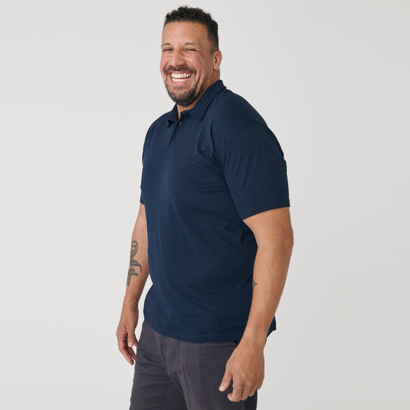 Crushed 3/4 Sleeve 'Navy' Polo main image 1