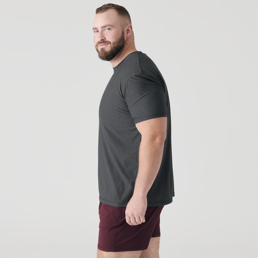 Charcoal Heather Gray Active Short Sleeve Crew Neck T-Shirt | Men's ...