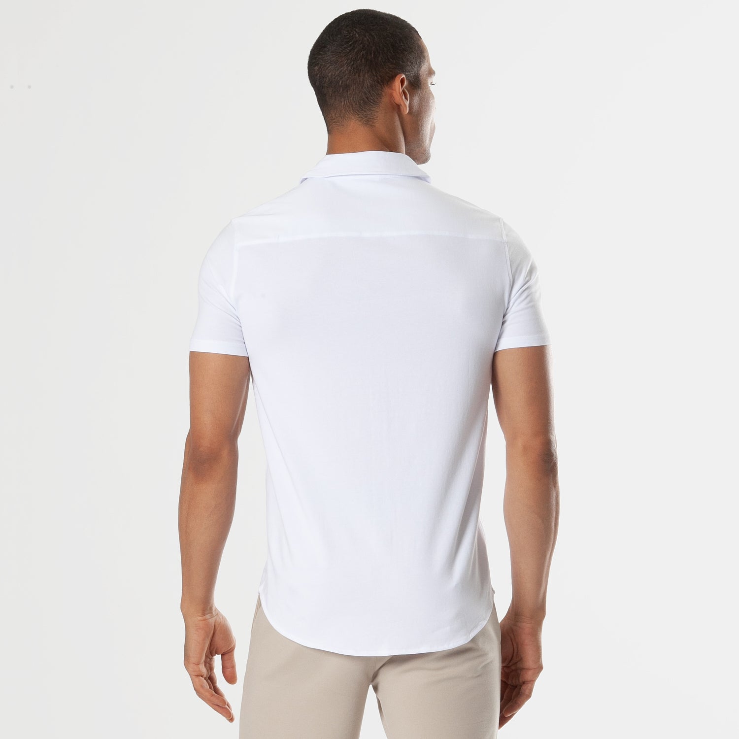 Stitched White Shirt with Button Shorts Set
