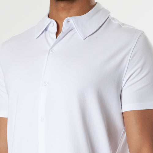 White Short Sleeve Knit Shirt