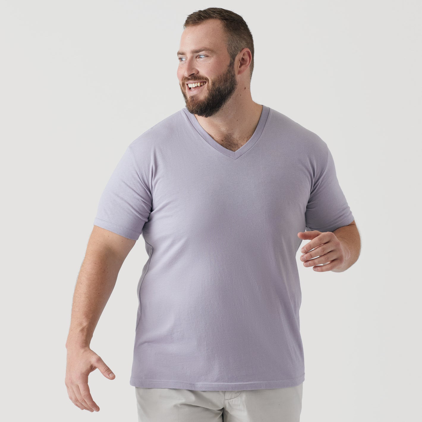 Lilac Gray V Neck T Shirt