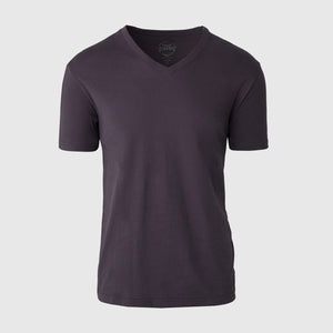 True ClassicDark Purple V-Neck Tee, classic short-sleeve style, charcoal color.