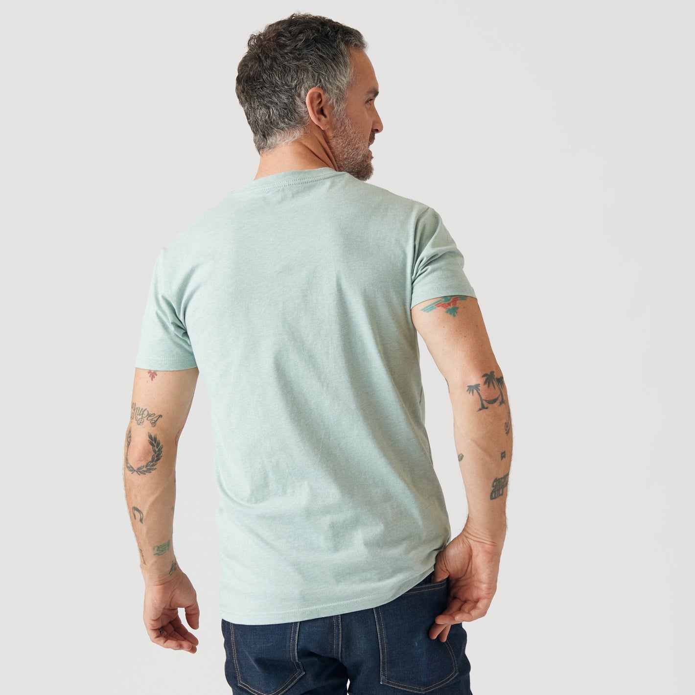 Heather Sage V Neck T Shirt