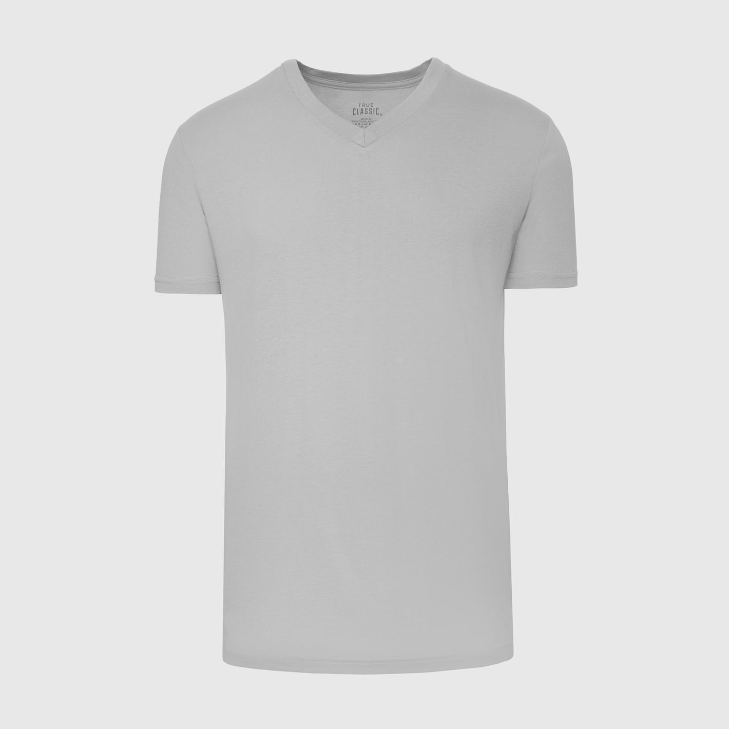 Iron Gray Classic V-Neck T-shirt, laid out flat, label visible.