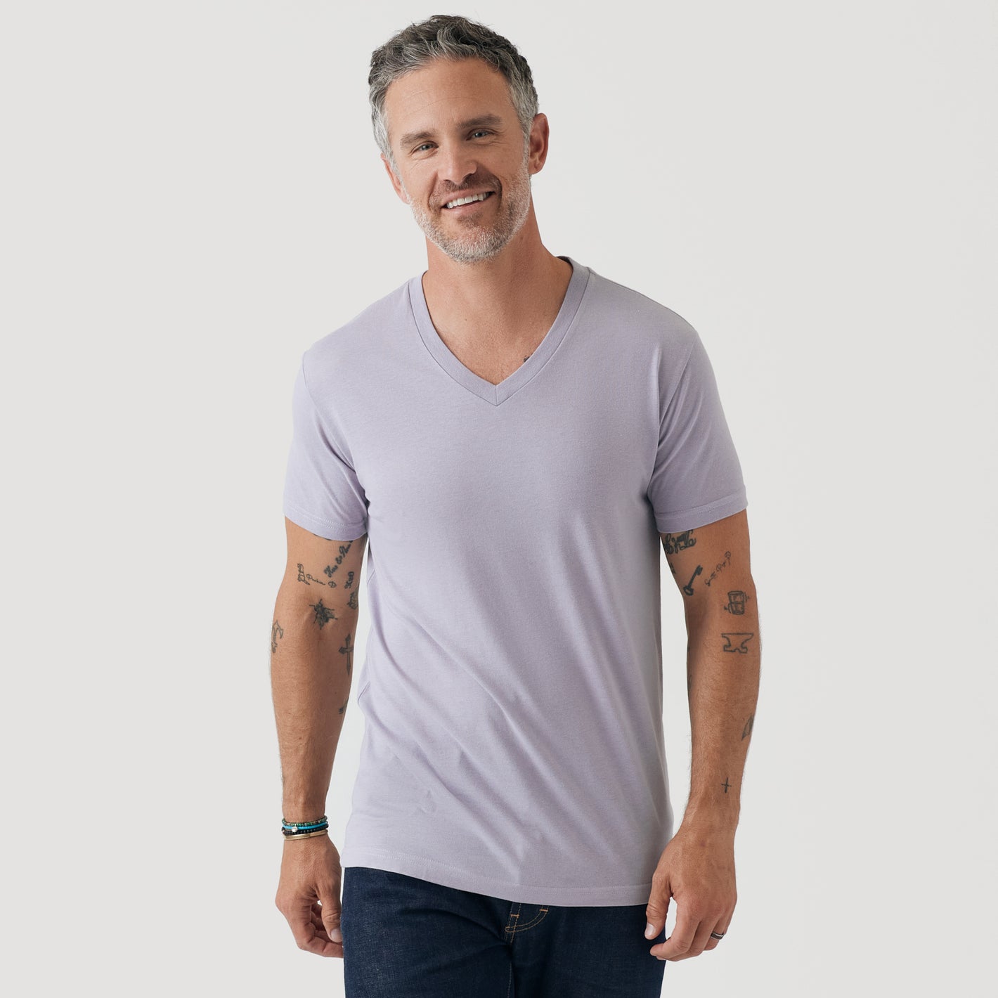 Lilac Gray V Neck T Shirt