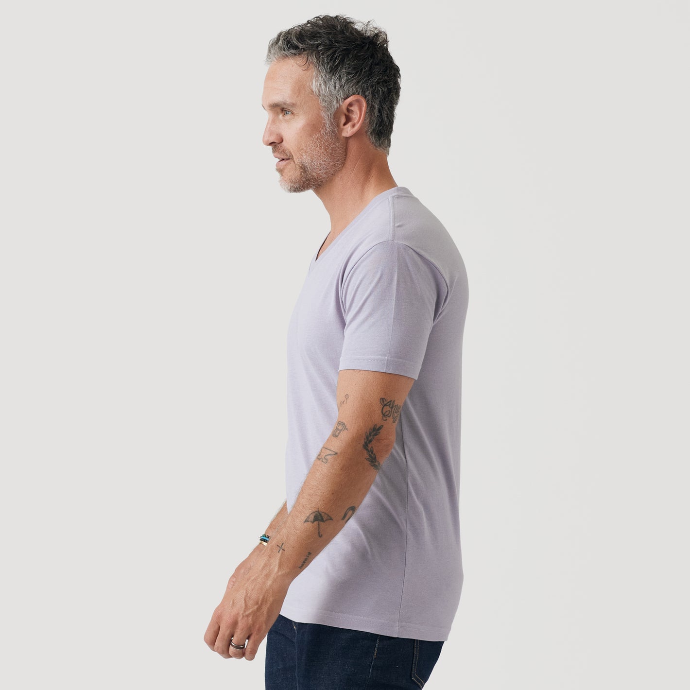 Lilac Gray V Neck T Shirt