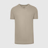 Military Beige Classic V-Neck T-shirt displayed on neutral background.