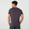 Man wearing Dark Purple V-Neck Tee from behind.