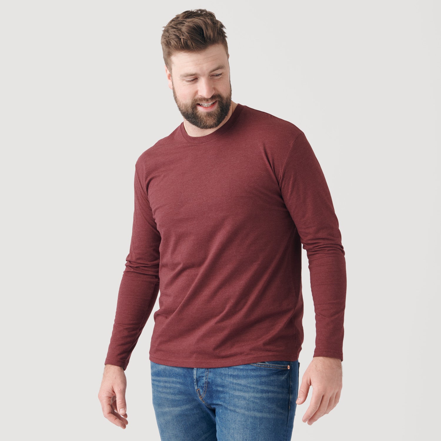Stanley Men's Thermal Crew Shirt with Long Sleeves & Pocket, Burgundy Heather, X-Large