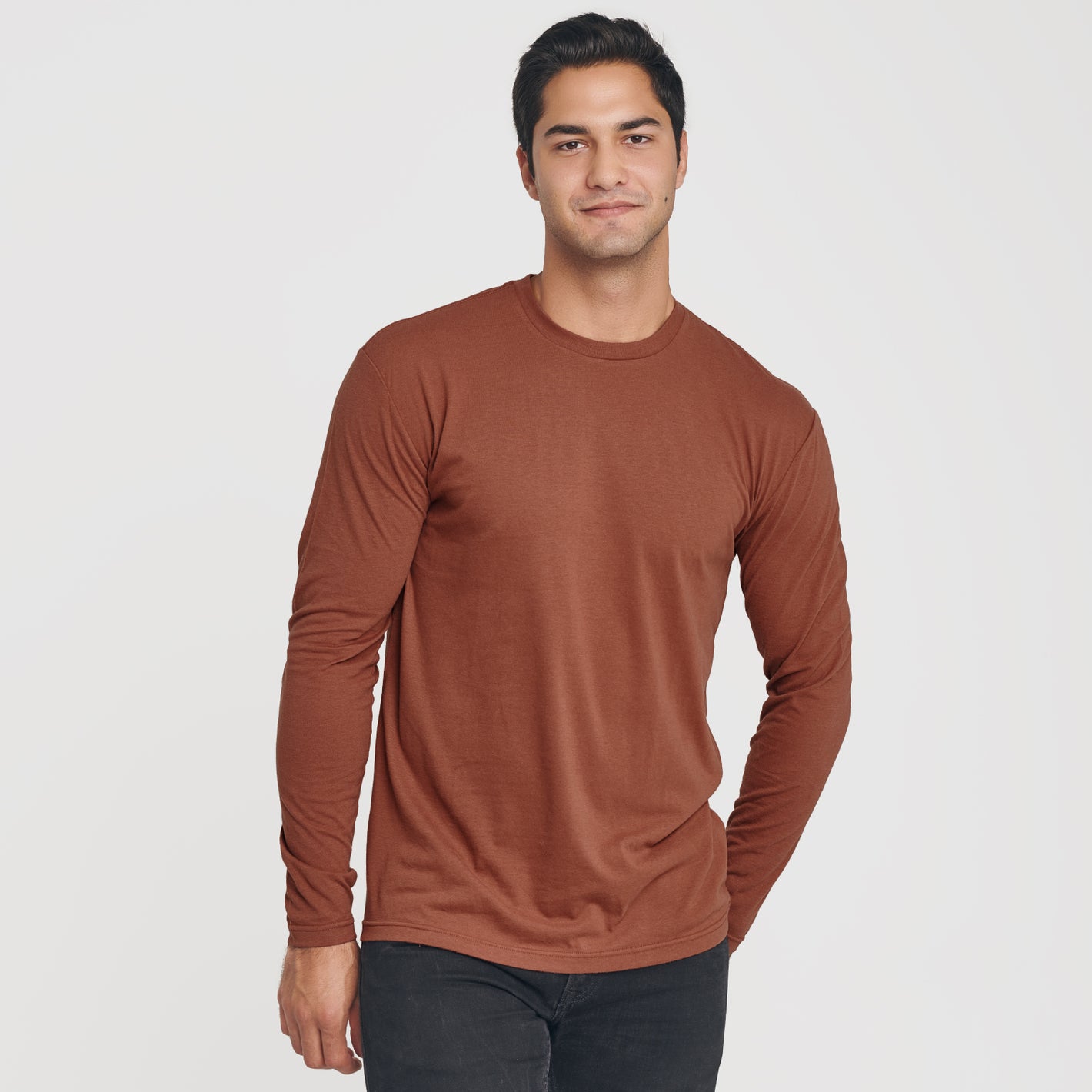 Man wearing Red Rock Classic Long Sleeve Crew Neck.