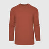 Rust Long Sleeve Crew Neck Tee laid flat on gray surface.