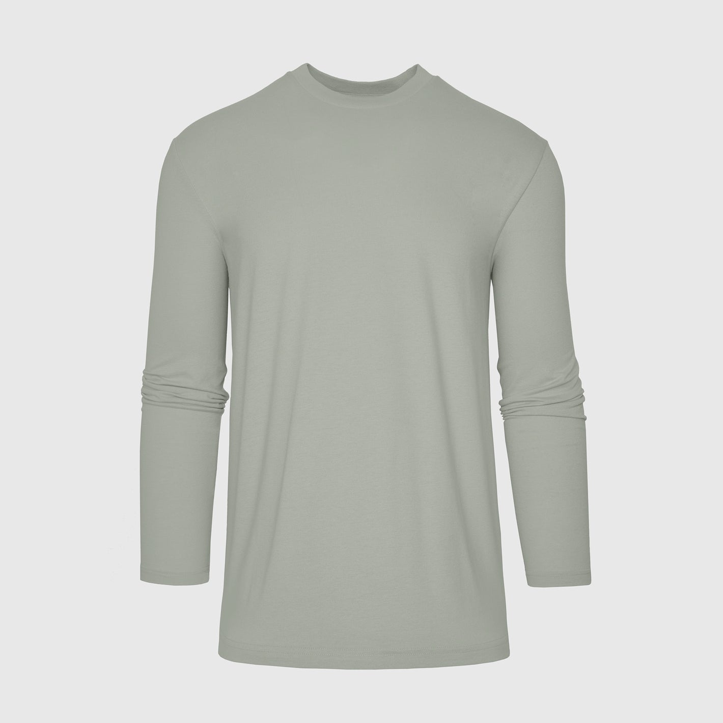 Slate Green Long Sleeve Crew Neck Tee, front view, no embellishments.