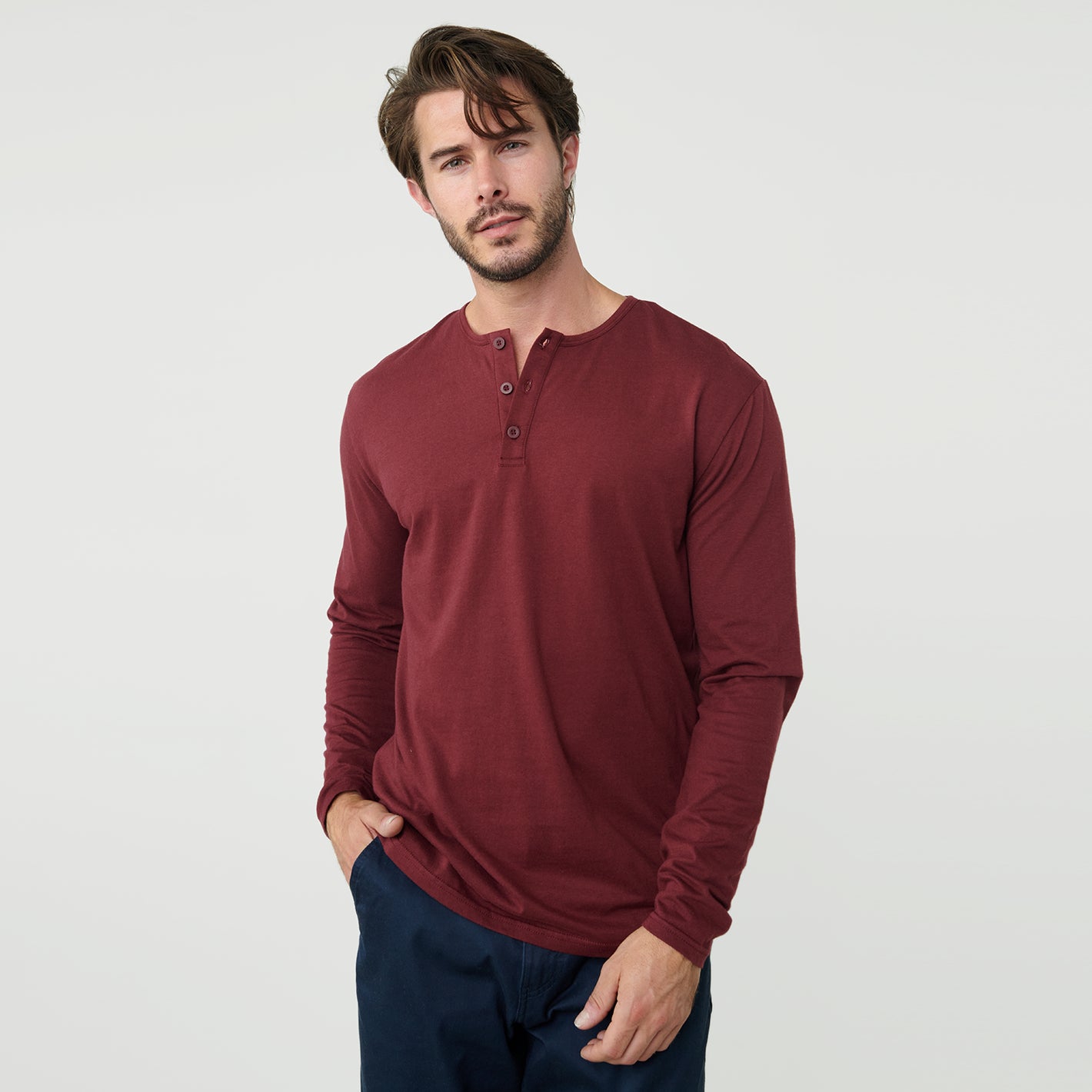 Burgundy Classic Long Sleeve Henley