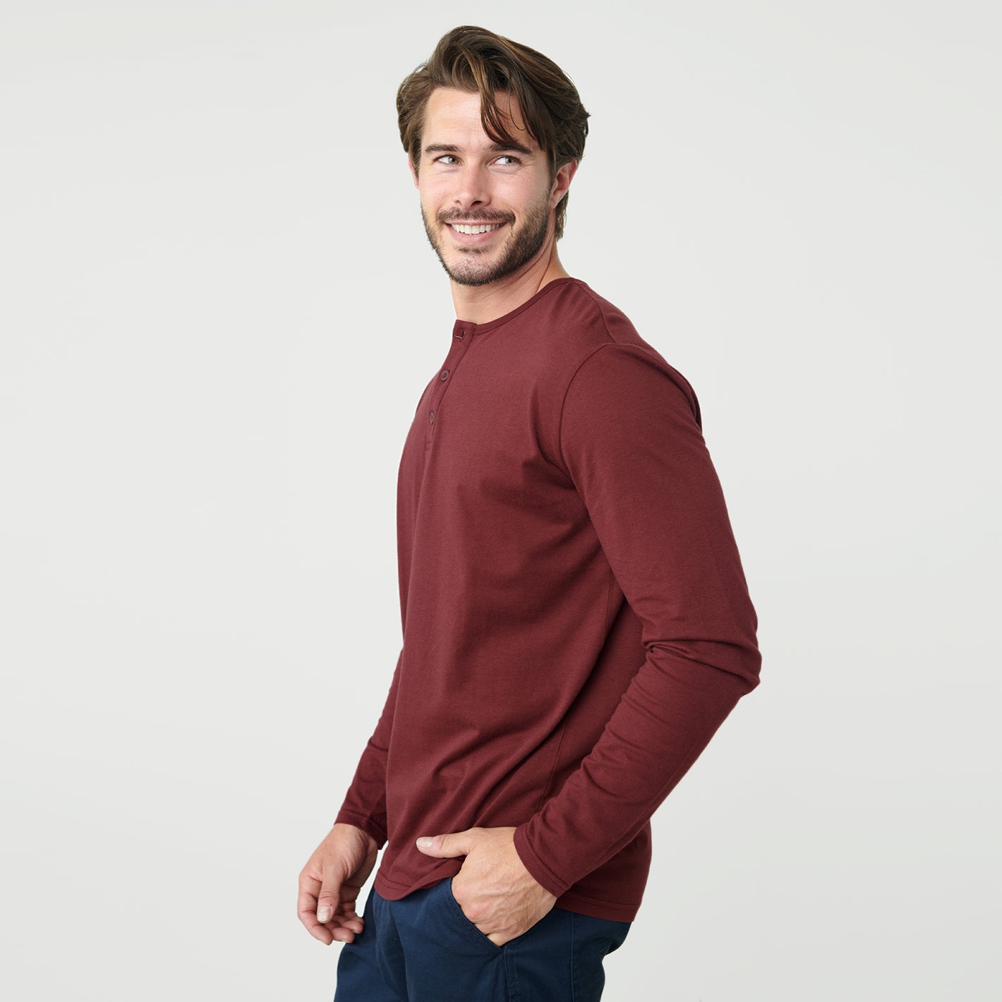 Burgundy Classic Long Sleeve Henley