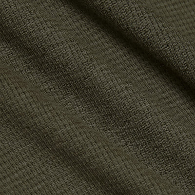Waffle Long Sleeve Crew Neck - Military Green