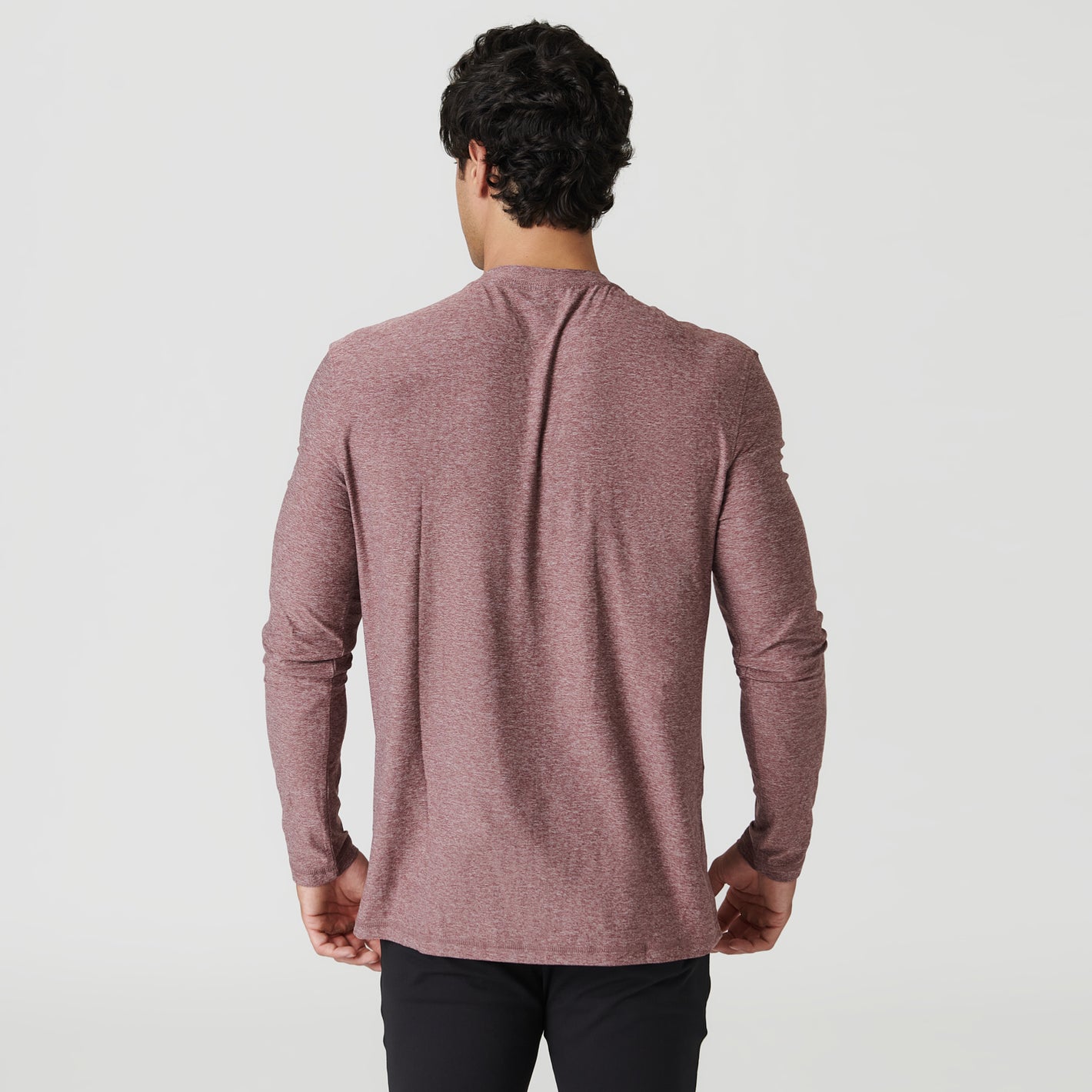 Heather Burgundy Active Long Sleeve Crew Neck