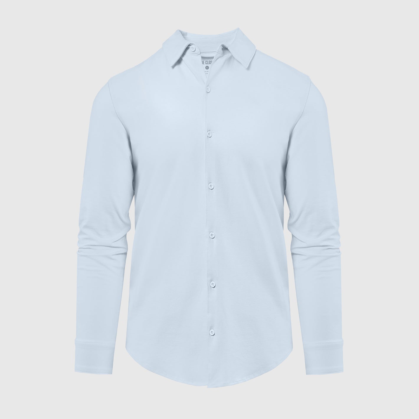 True Classic Men’s Knit Button-Up Shirt, light-blue, long-sleeve, button-down, tailored comfort.