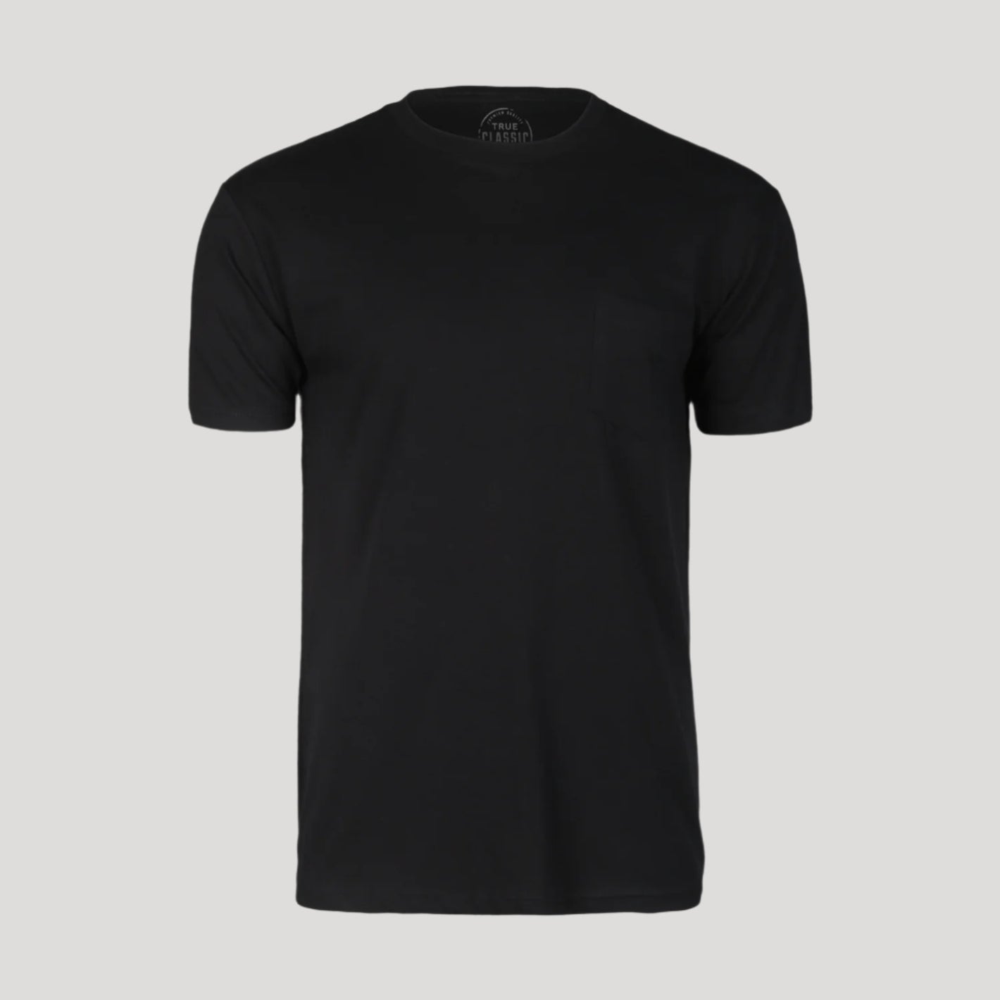 T-Shirt mit Rundhalsausschnitt und Tasche in Schwarz