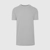 Iron Gray Tall Round Hem Crew Neck T-Shirt on gray background.