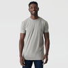 Man in Iron Gray Tall Round Hem Crew Neck T-Shirt smiling.