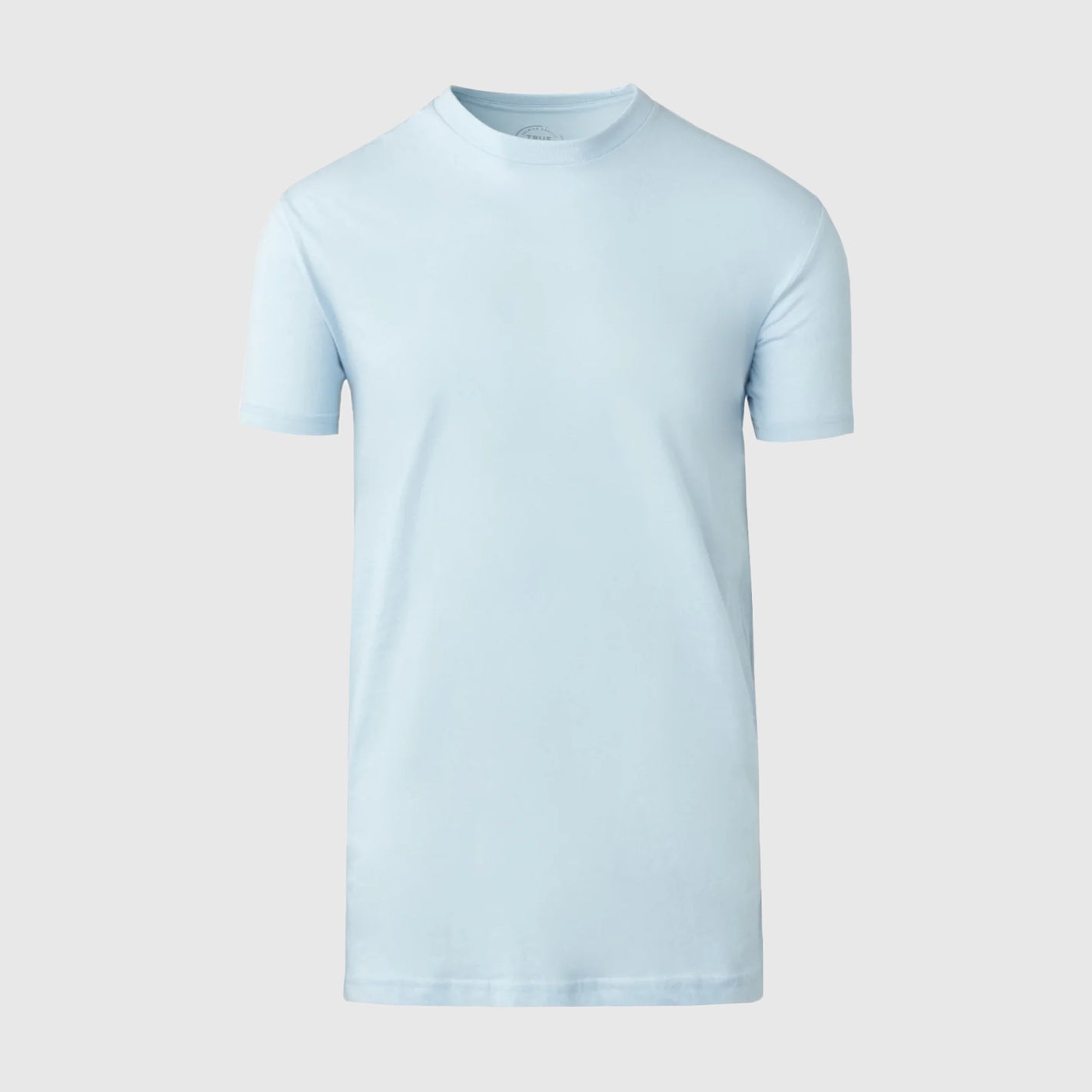 Pale Blue Tall Round Hem Crew Neck T-Shirt laid flat.