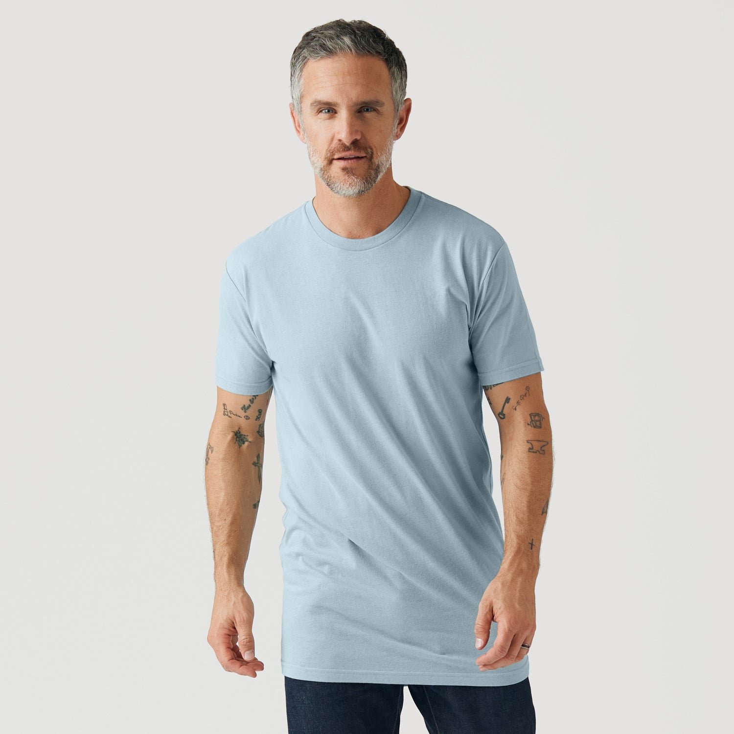 Pale Blue Tall Round Hem Crew Neck T-Shirt