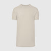 Sandstone Tall Round Hem Crew Neck T-Shirt against a light gray backdrop.