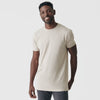 Sandstone Tall Round Hem Crew Neck T-Shirt on smiling man.