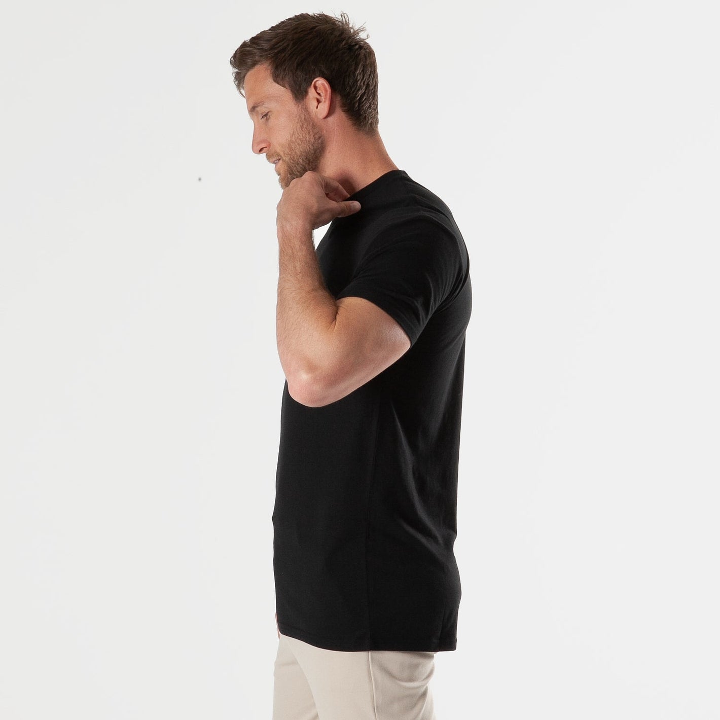 All Black Tall Straight Hem Crew Neck T-Shirt 3-Pack